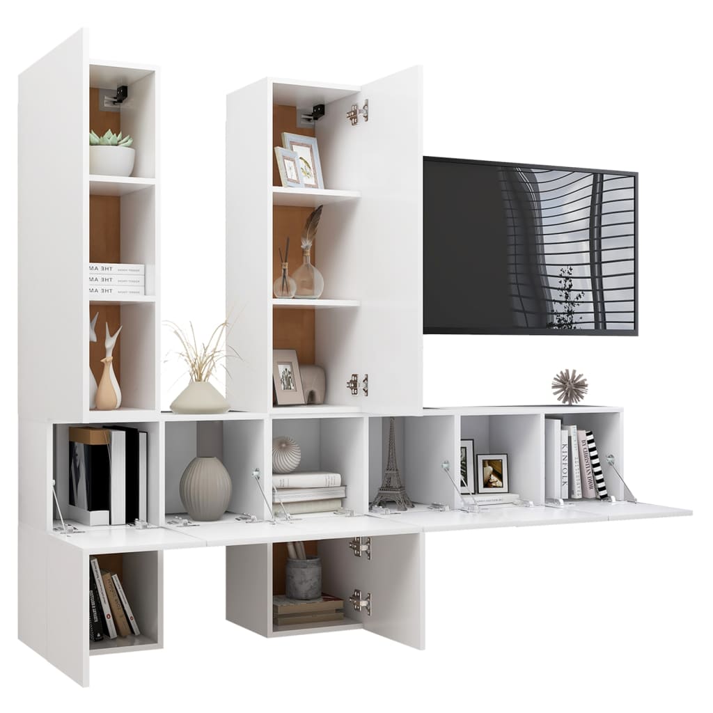 Set Mobili Porta TV 7 pz Bianco in Legno Multistrato - homemem39