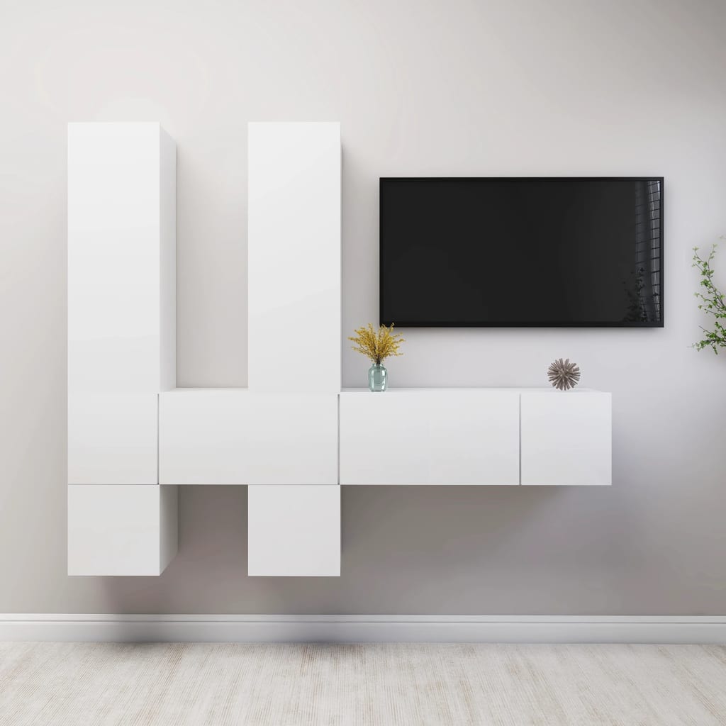 Set Mobili Porta TV 7 pz Bianco in Legno Multistrato - homemem39