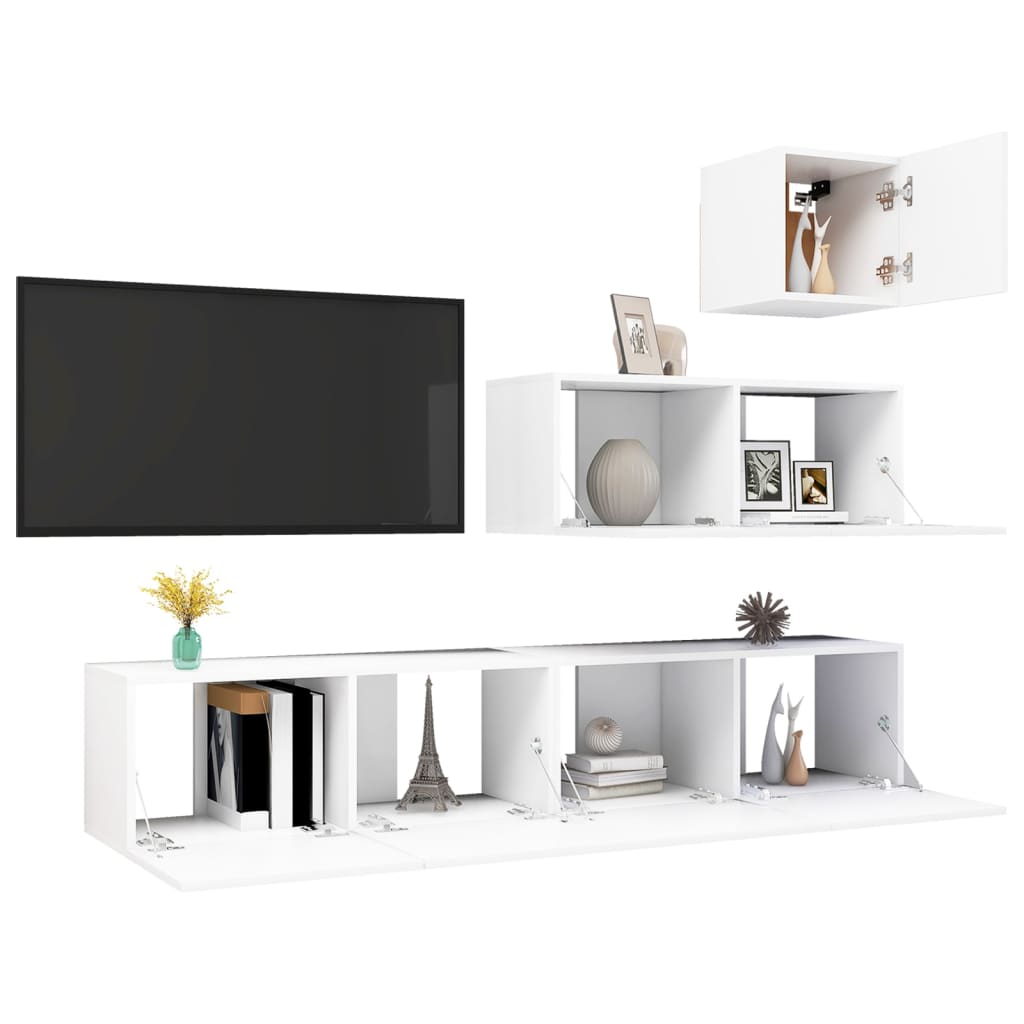 Set Mobili Porta TV 4 pz Bianco in Legno Multistrato - homemem39