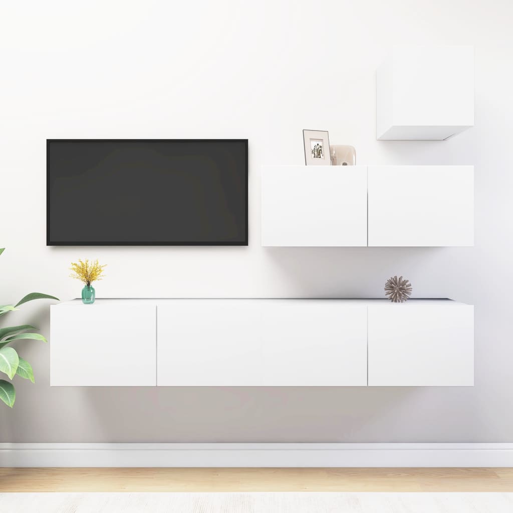 Set Mobili Porta TV 4 pz Bianco in Legno Multistrato - homemem39