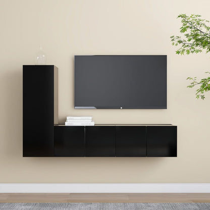 Set di Mobili Porta TV 3 pz Nero in Legno Multistrato