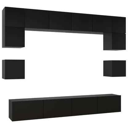 Set di Mobili Porta TV 8 pz Nero in Legno Multistrato