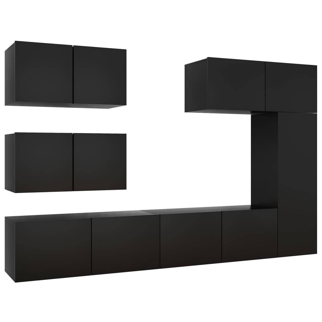 Set di Mobili Porta TV 6 pz Nero in Legno Multistrato