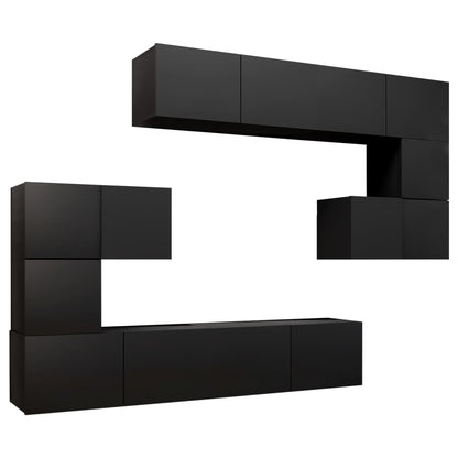 Set di Mobili Porta TV 8 pz Nero in Legno Multistrato