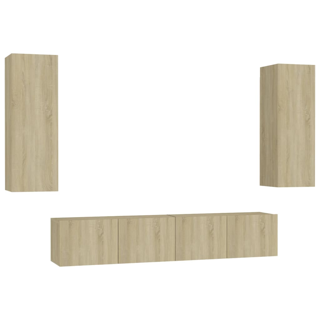 Set di Mobili TV 4 pz Rovere Sonoma in Legno Multistrato - homemem39