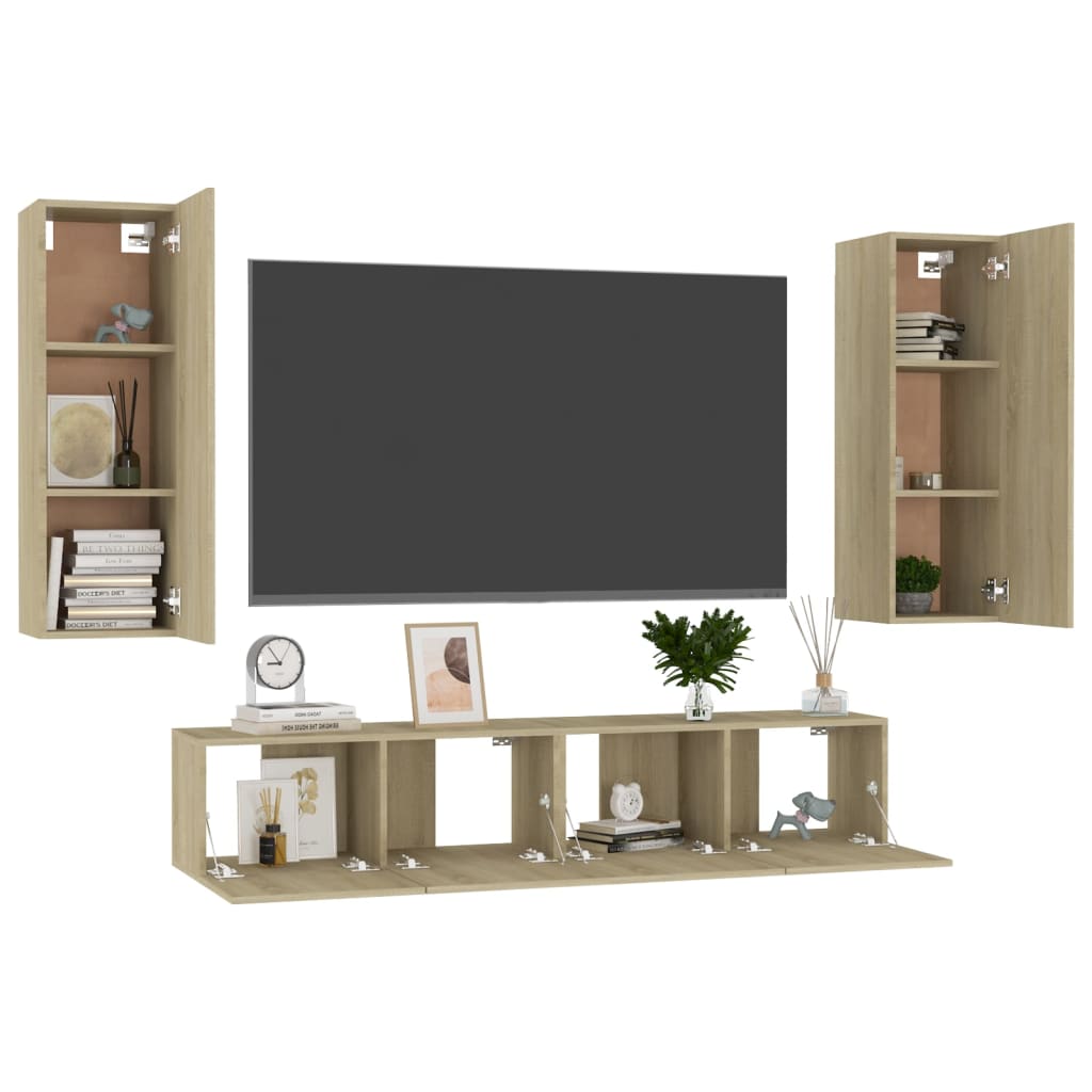 Set di Mobili TV 4 pz Rovere Sonoma in Legno Multistrato - homemem39