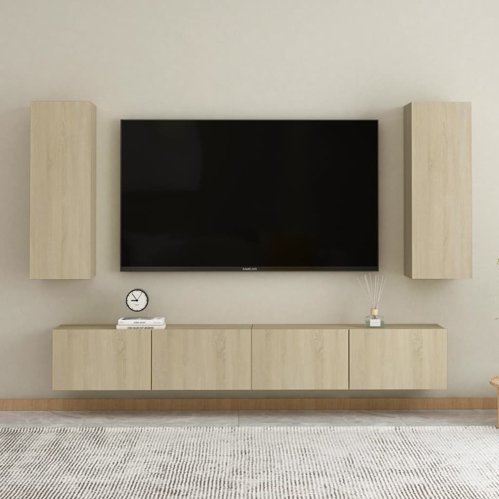 Set di Mobili TV 4 pz Rovere Sonoma in Legno Multistrato - homemem39