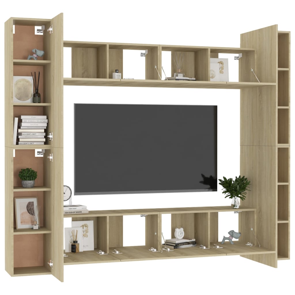 Set di Mobili Porta TV 8 pz Rovere Sonoma in Legno Multistrato