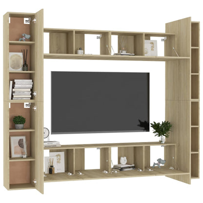 Set di Mobili Porta TV 8 pz Rovere Sonoma in Legno Multistrato