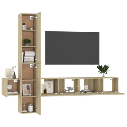 Set di Mobili Porta TV 5 pz Rovere Sonoma in Legno Multistrato - homemem39