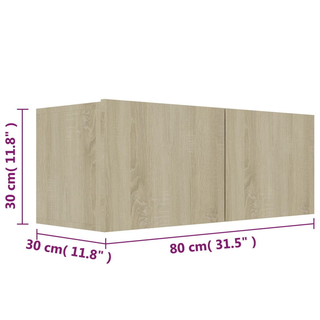 Set di Mobili TV 3 pz Rovere Sonoma in Legno Multistrato