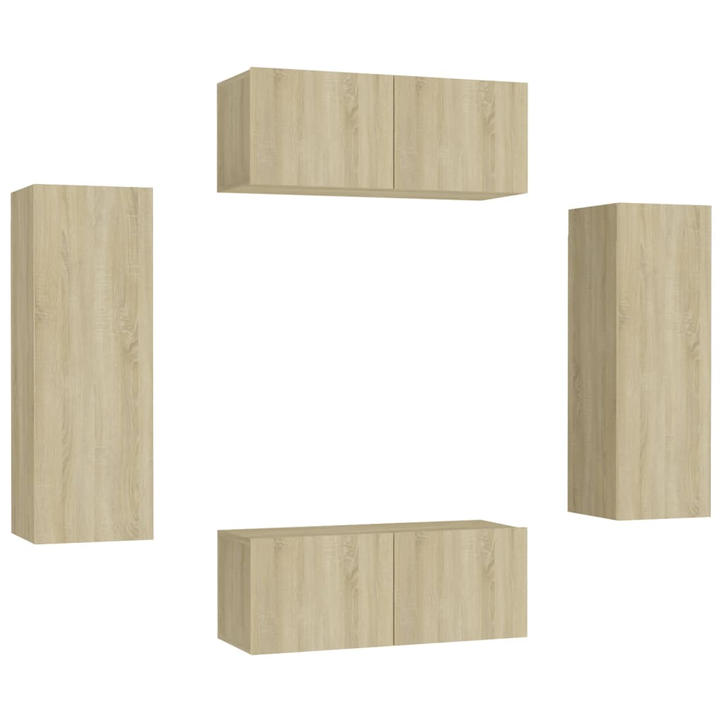 Set di Mobili TV 4 pz Rovere Sonoma in Legno Multistrato - homemem39