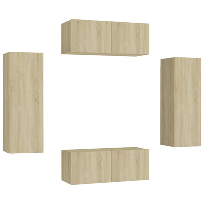 Set di Mobili TV 4 pz Rovere Sonoma in Legno Multistrato - homemem39