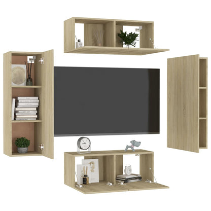 Set di Mobili TV 4 pz Rovere Sonoma in Legno Multistrato - homemem39