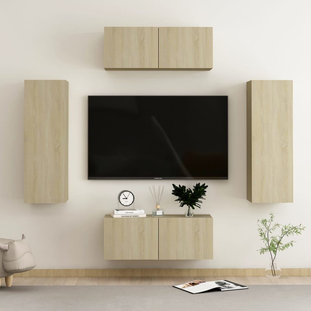 Set di Mobili TV 4 pz Rovere Sonoma in Legno Multistrato - homemem39