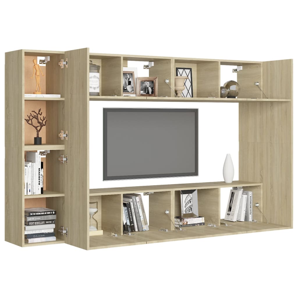 Set di Mobili Porta TV 8 pz Rovere Sonoma in Legno Multistrato - homemem39