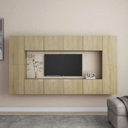 Set di Mobili Porta TV 8 pz Rovere Sonoma in Legno Multistrato