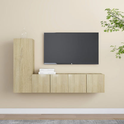 Set di Mobili Porta TV 3 pz Rovere Sonoma in Legno Multistrato