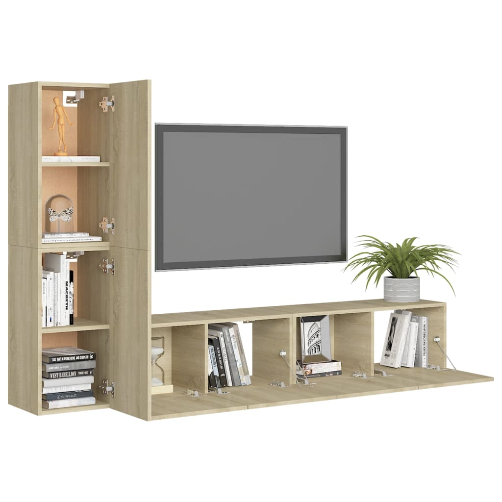 Set di Mobili TV 4 pz Rovere Sonoma in Legno Multistrato - homemem39