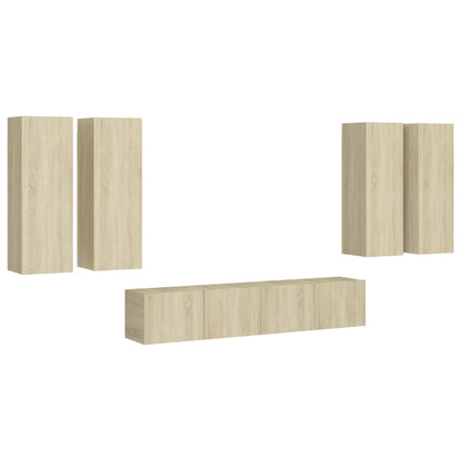 Set di Mobili Porta TV 6 pz Rovere Sonoma in Legno Multistrato - homemem39