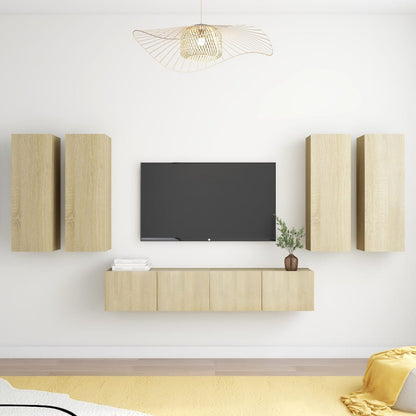 Set di Mobili Porta TV 6 pz Rovere Sonoma in Legno Multistrato - homemem39