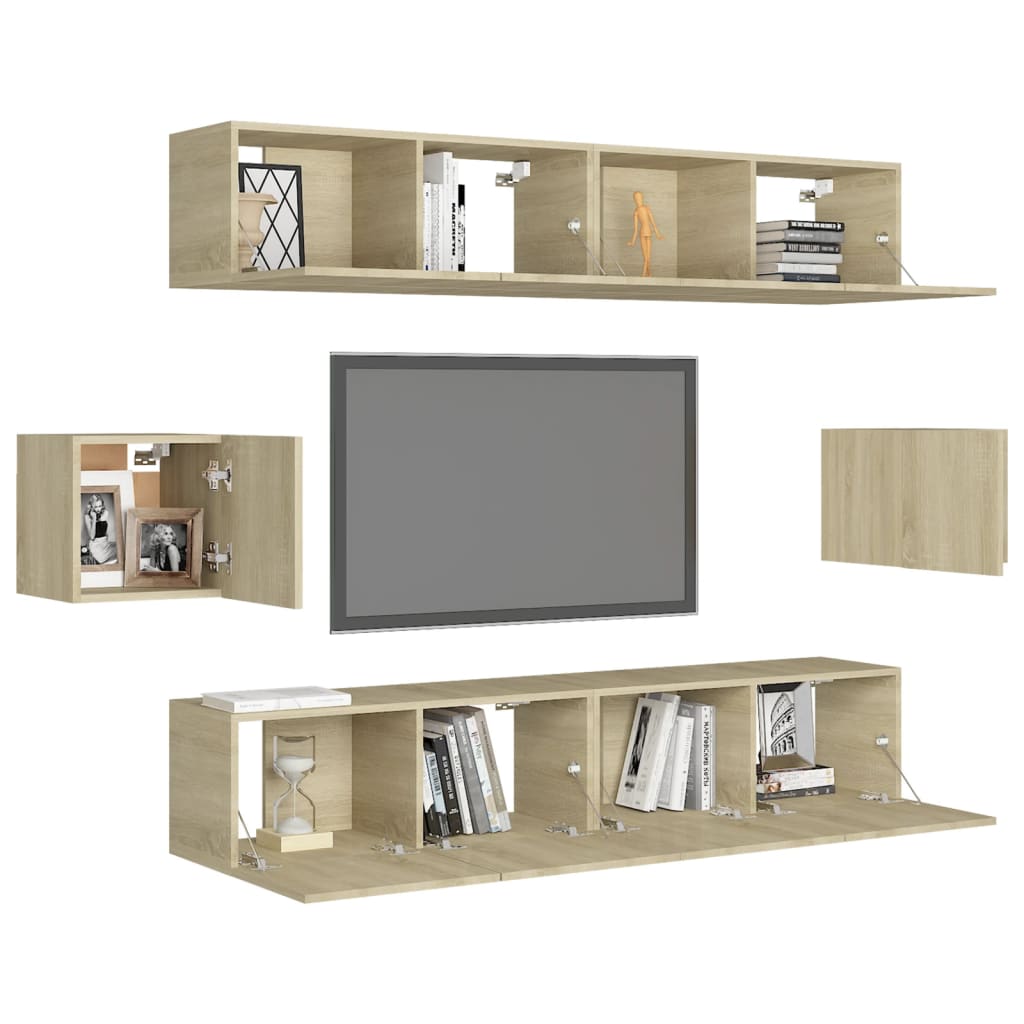 Set di Mobili Porta TV 6 pz Rovere Sonoma in Legno Multistrato - homemem39