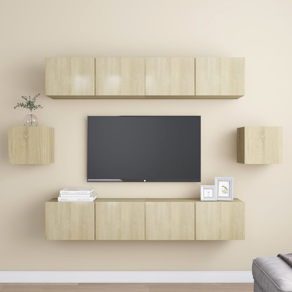 Set di Mobili Porta TV 6 pz Rovere Sonoma in Legno Multistrato - homemem39