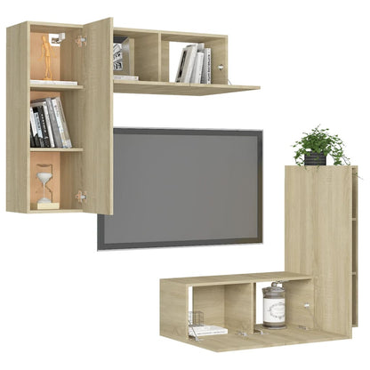 Set di Mobili TV 4 pz Rovere Sonoma in Legno Multistrato - homemem39