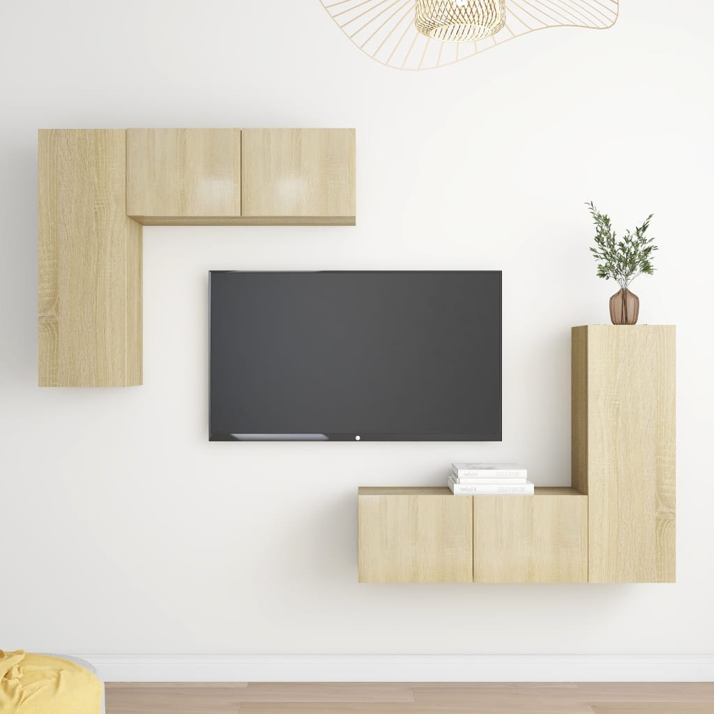 Set di Mobili TV 4 pz Rovere Sonoma in Legno Multistrato