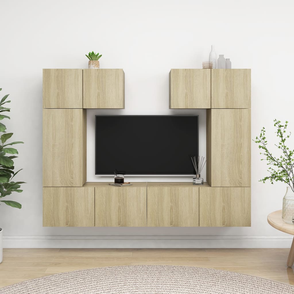 Set di Mobili Porta TV 6 pz Rovere Sonoma in Legno Multistrato - homemem39