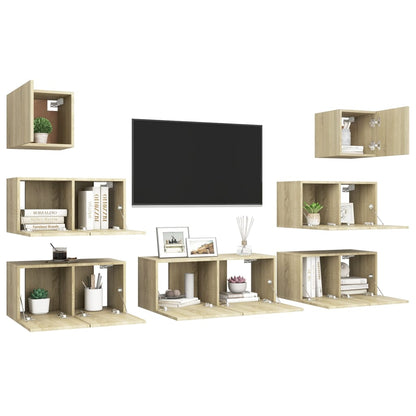 Set di Mobili Porta TV 7 pz Rovere Sonoma in Legno Multistrato - homemem39