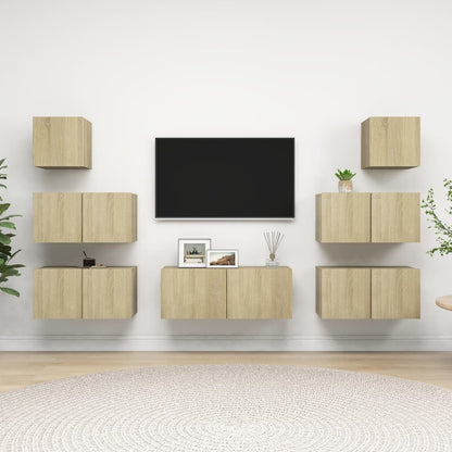 Set di Mobili Porta TV 7 pz Rovere Sonoma in Legno Multistrato - homemem39