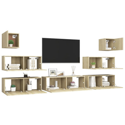 Set di Mobili Porta TV 7 pz Rovere Sonoma in Legno Multistrato - homemem39