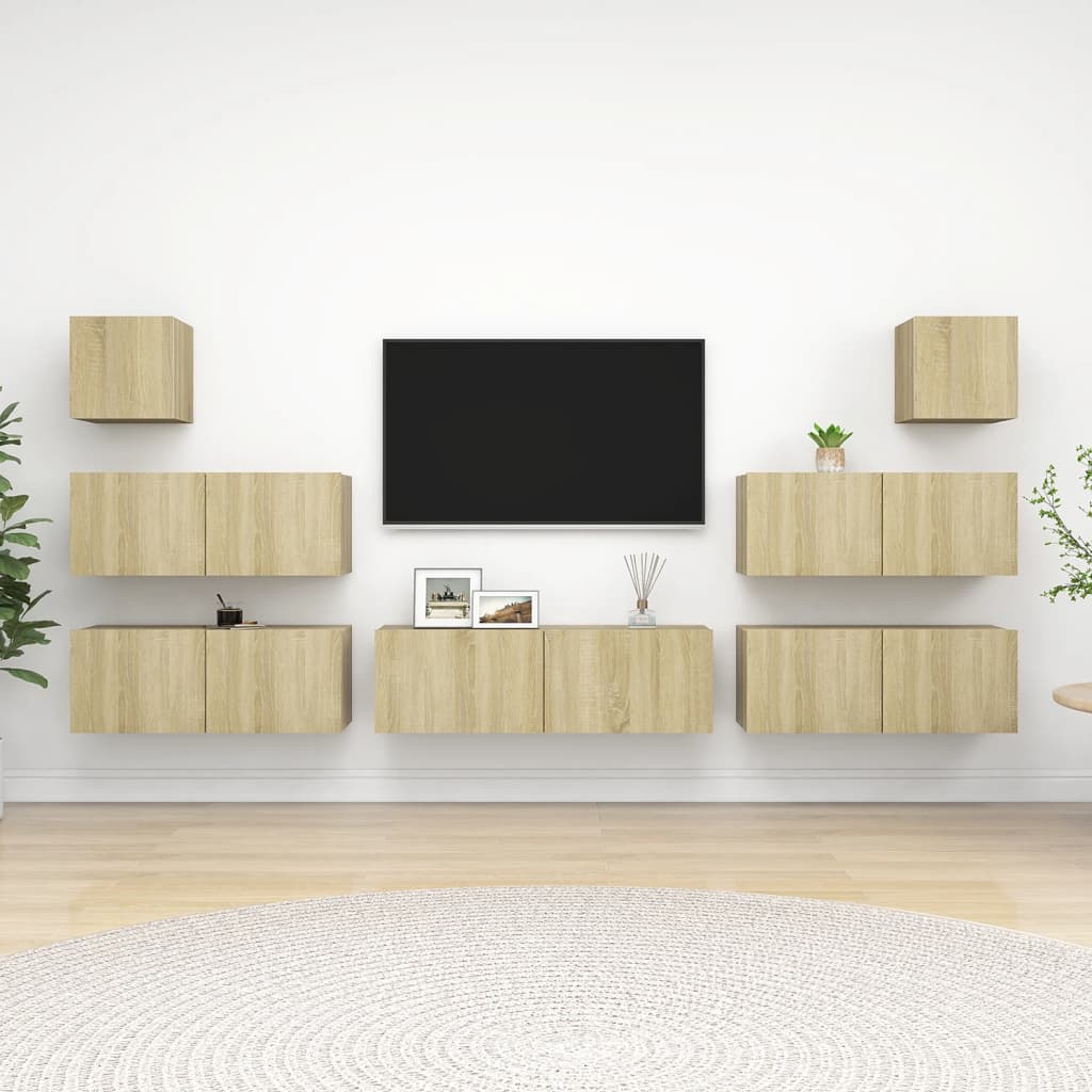 Set di Mobili Porta TV 7 pz Rovere Sonoma in Legno Multistrato - homemem39