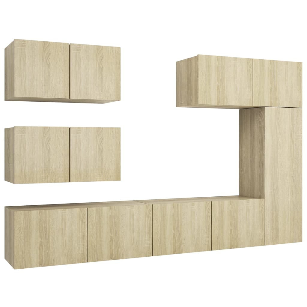 Set di Mobili Porta TV 6 pz Rovere Sonoma in Legno Multistrato - homemem39