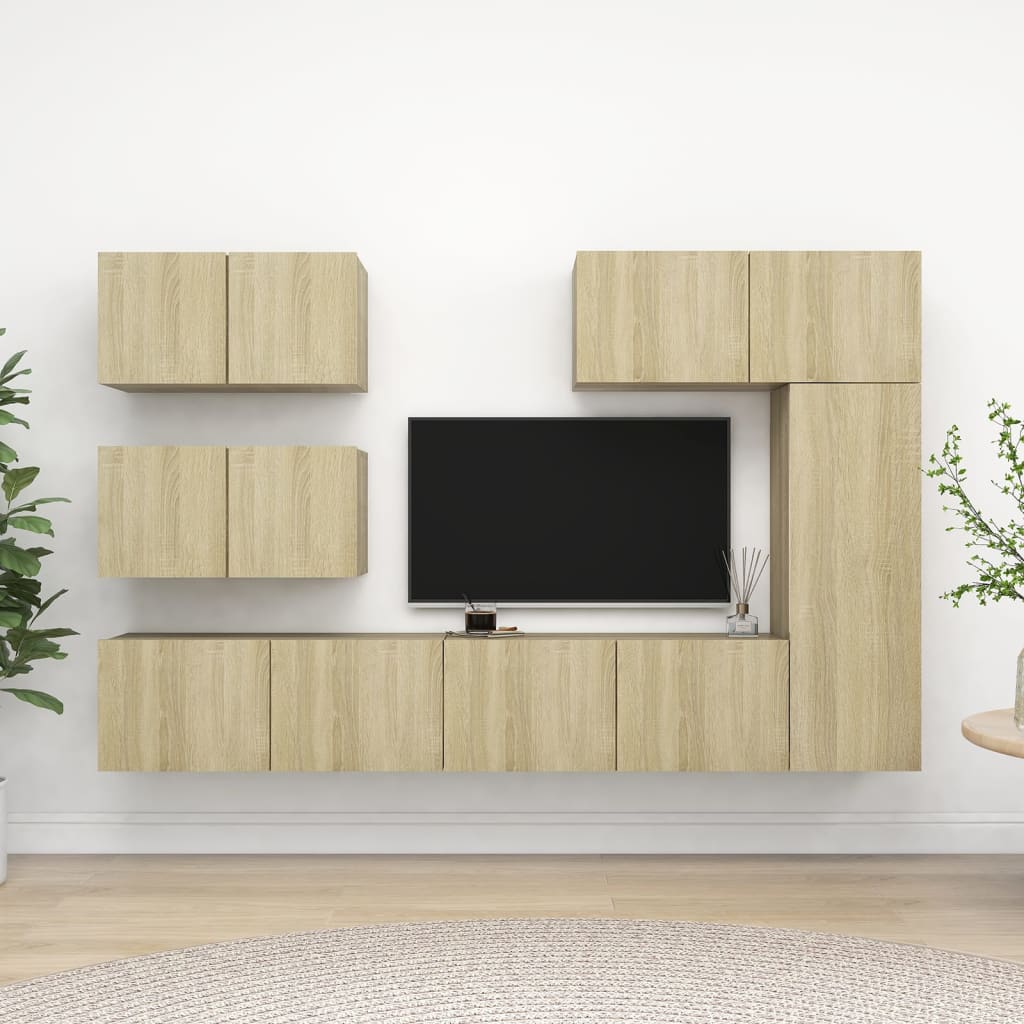 Set di Mobili Porta TV 6 pz Rovere Sonoma in Legno Multistrato - homemem39