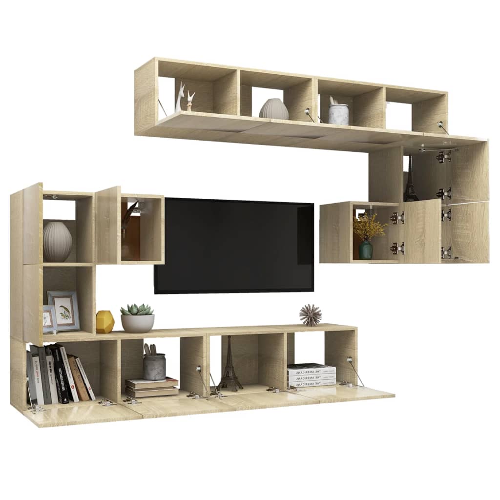 Set Mobili Porta TV 8pz Rovere Sonoma in Legno Multistrato - homemem39