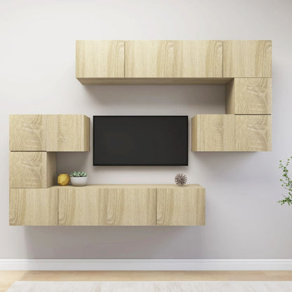 Set Mobili Porta TV 8pz Rovere Sonoma in Legno Multistrato - homemem39