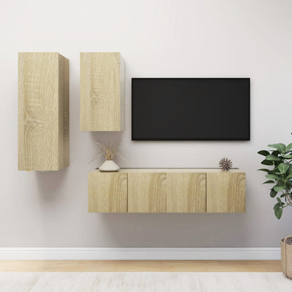 Set di Mobili Porta TV 4 pz Rovere Sonoma in Legno Multistrato - homemem39