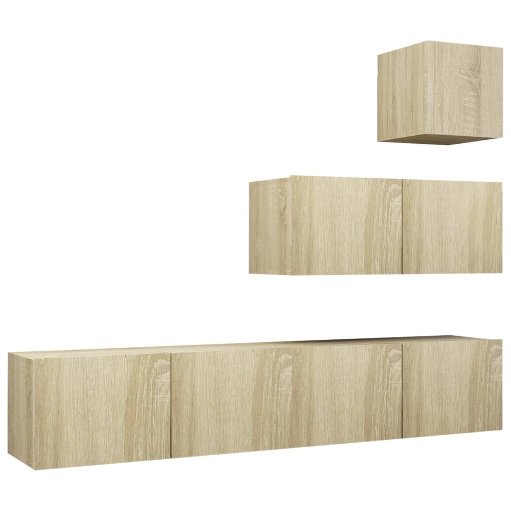 Set di Mobili Porta TV 4 pz Rovere Sonoma in Legno Multistrato - homemem39