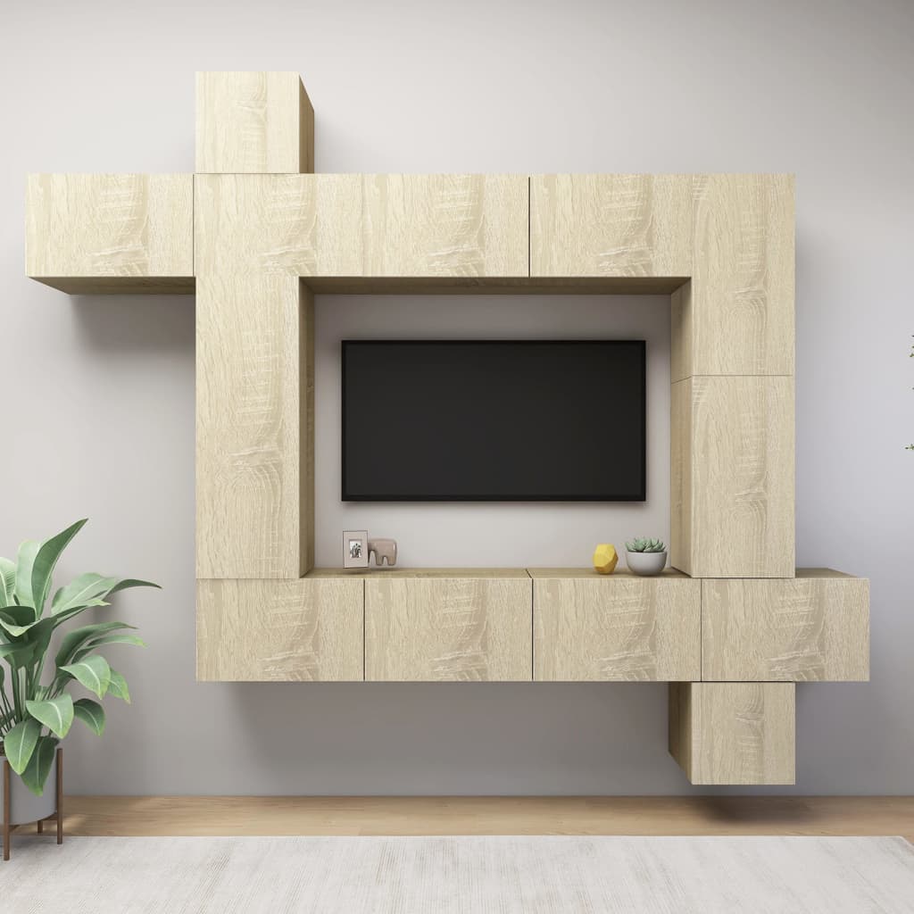 Set di Mobili TV 9 pz Rovere Sonoma in Legno Multistrato