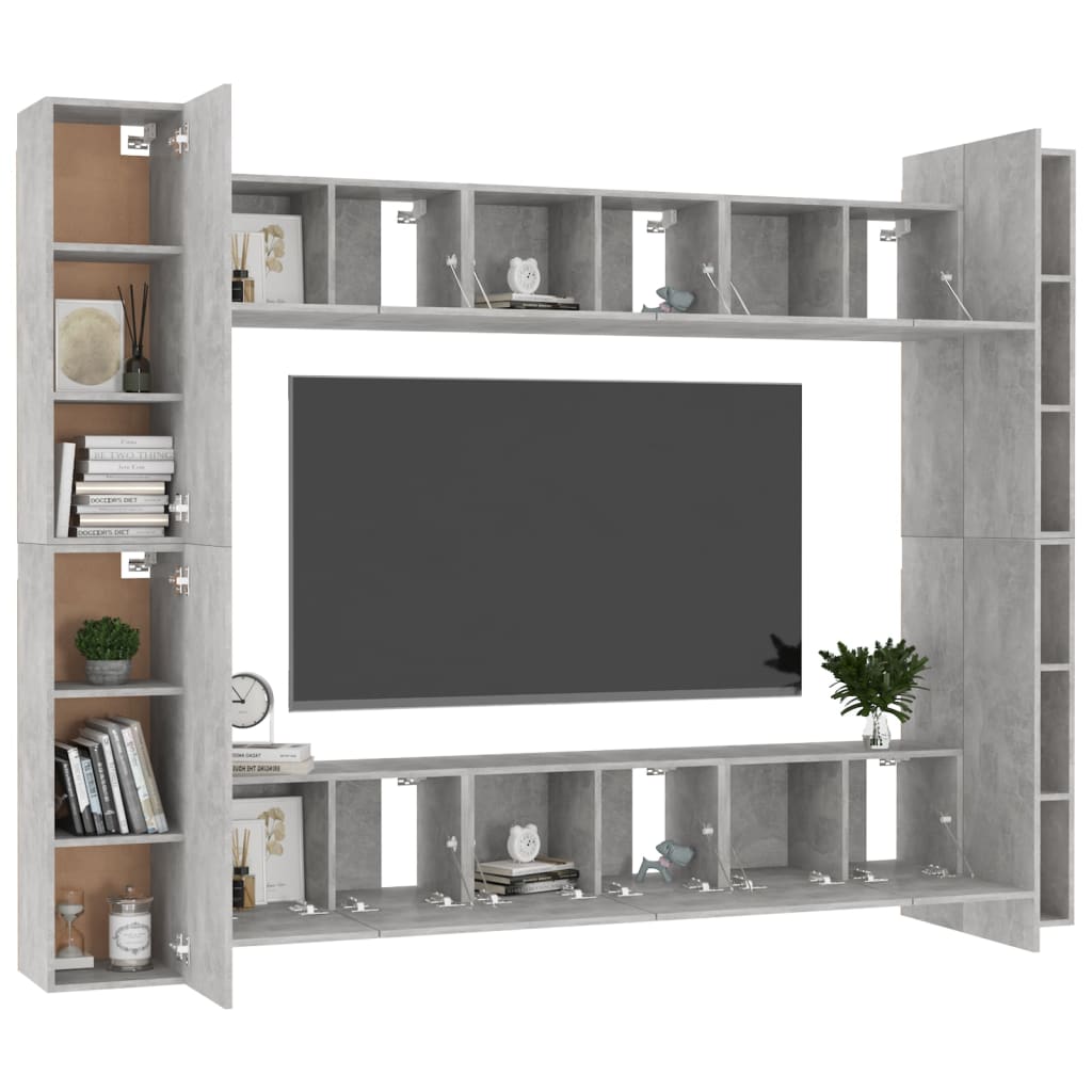 Set di Mobili Porta TV 10pz Grigio Cemento in Legno Multistrato - homemem39