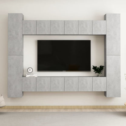 Set di Mobili Porta TV 10pz Grigio Cemento in Legno Multistrato - homemem39