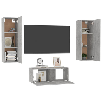 Set di Mobili Porta TV 3 pz Grigio Cemento in Legno Multistrato - homemem39