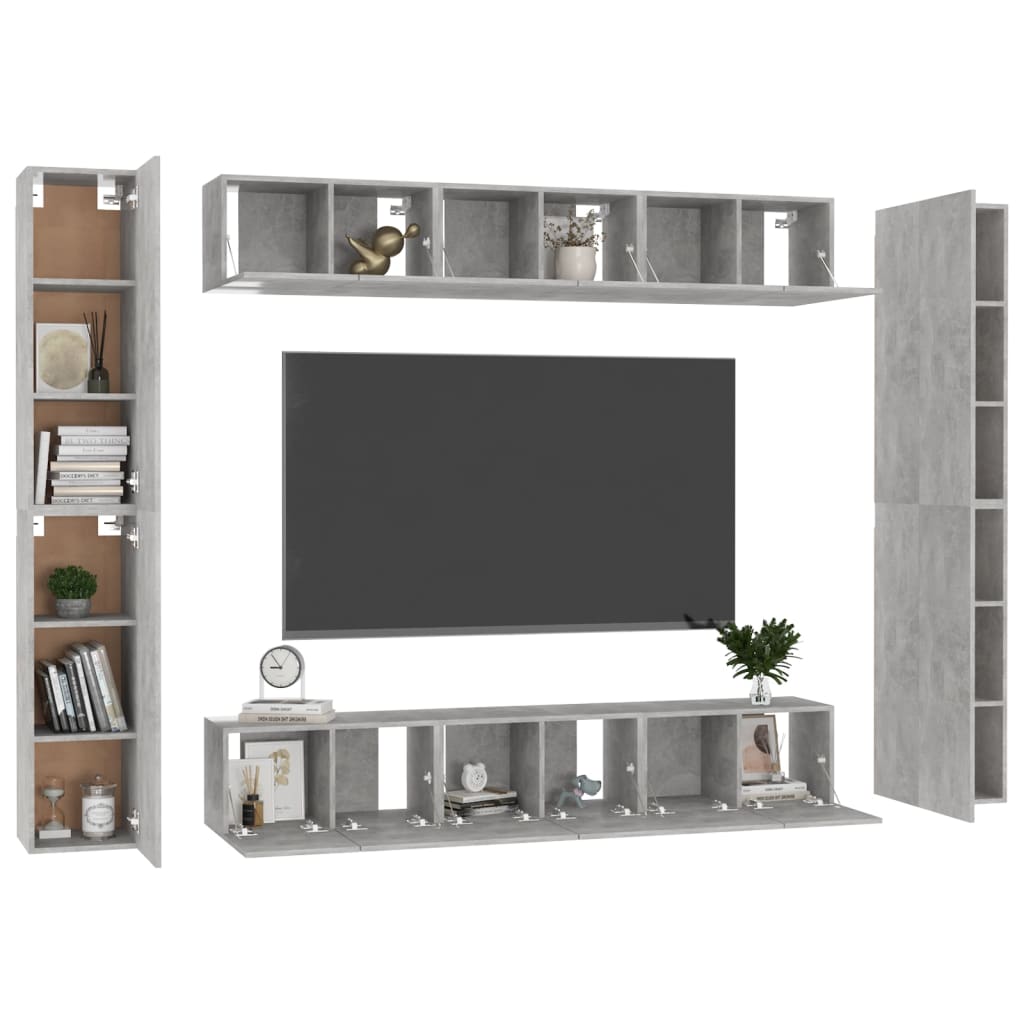 Set di Mobili Porta TV 10pz Grigio Cemento in Legno Multistrato - homemem39