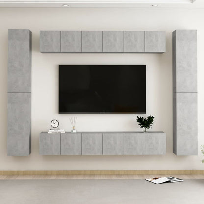 Set di Mobili Porta TV 10pz Grigio Cemento in Legno Multistrato - homemem39