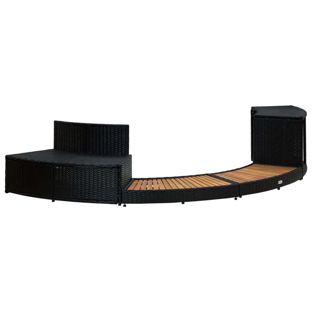 Bordo Spa Nero Polyrattan e Legno Massello di Acacia - homemem39