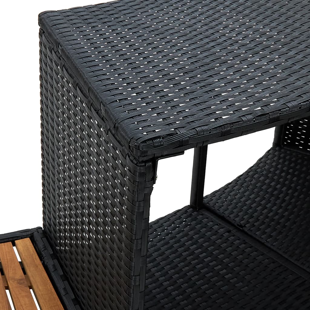 Bordo Spa Nero Polyrattan e Legno Massello di Acacia - homemem39