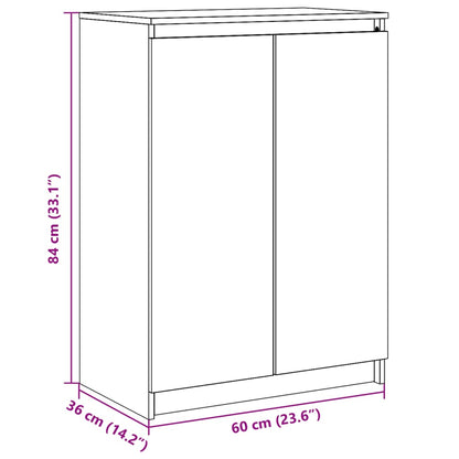 Credenza Nera 60x36x84 cm in Legno Massello di Pino - homemem39