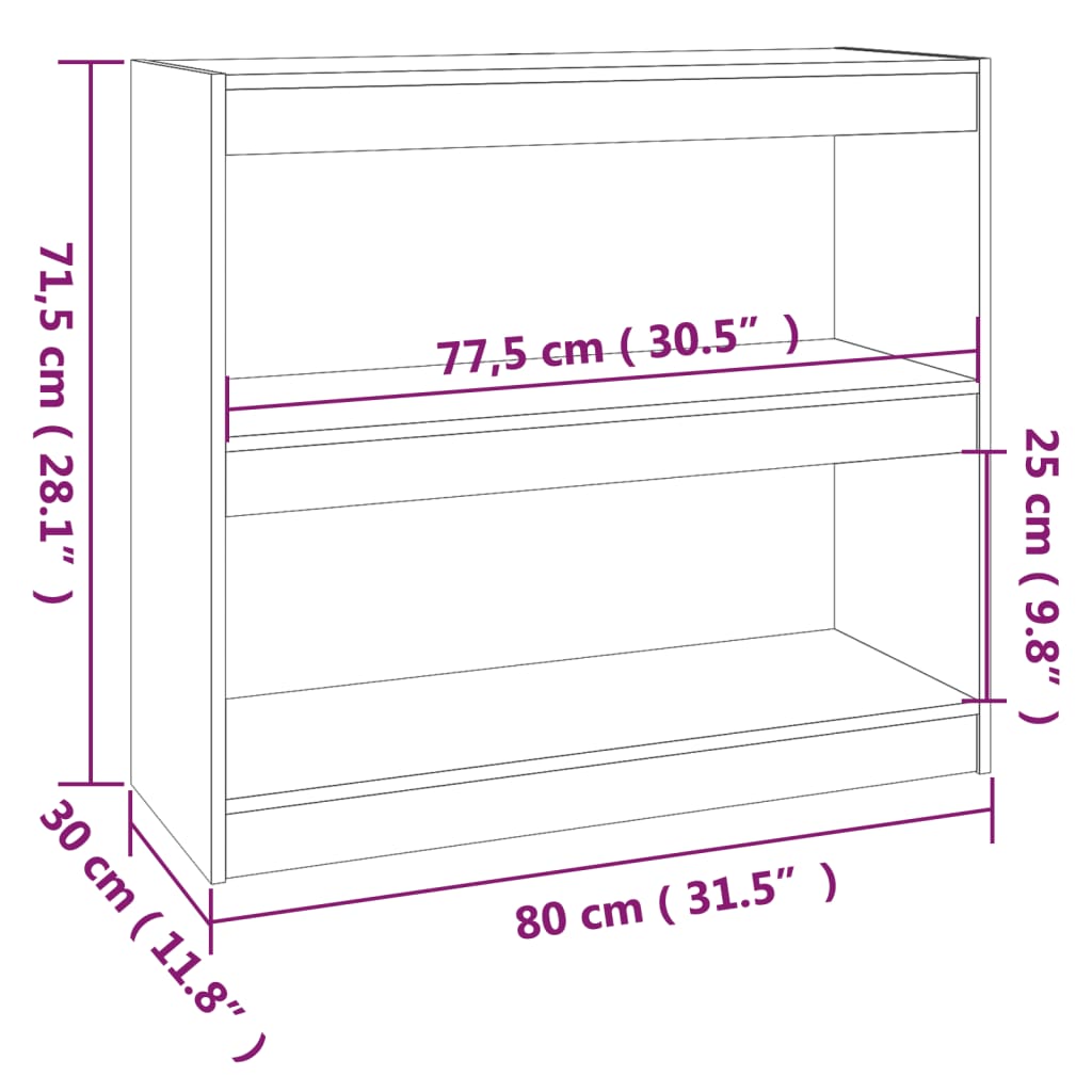 Libreria/Divisorio 80x30x71,5 cm in Legno Massello di Pino